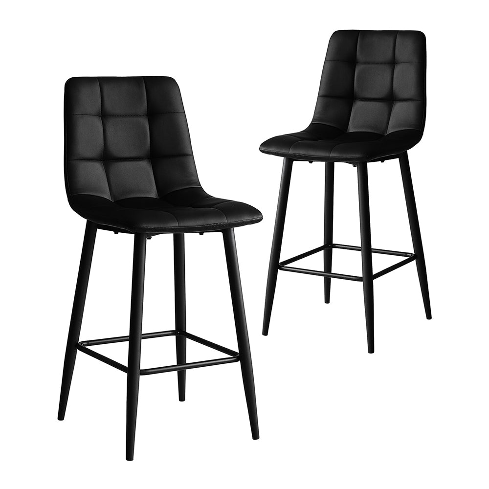 Buy the 65cm Alexi Faux Leather Barstools Set of Black – Cassa