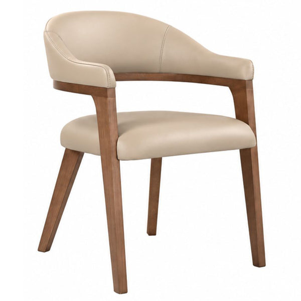 Monitola Eco Leather Dining Chairs - Beige + Walnut