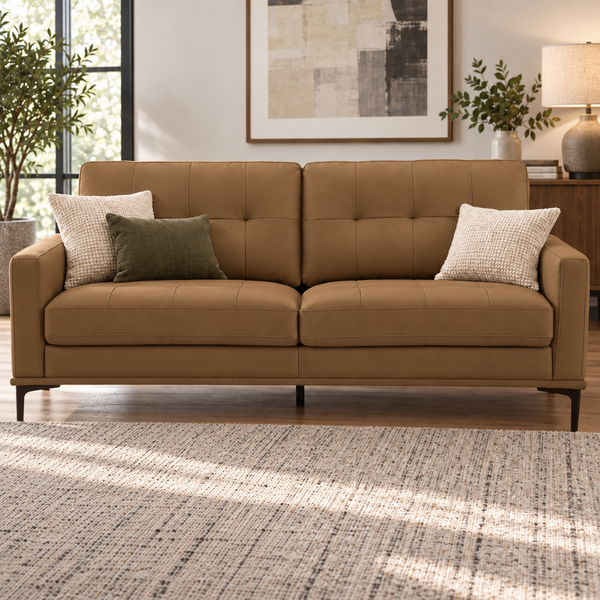 Prophet 3 Seater Leather Sofa - Desert