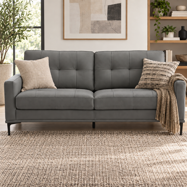Prophet 3 Seater Leather Sofa - Storm