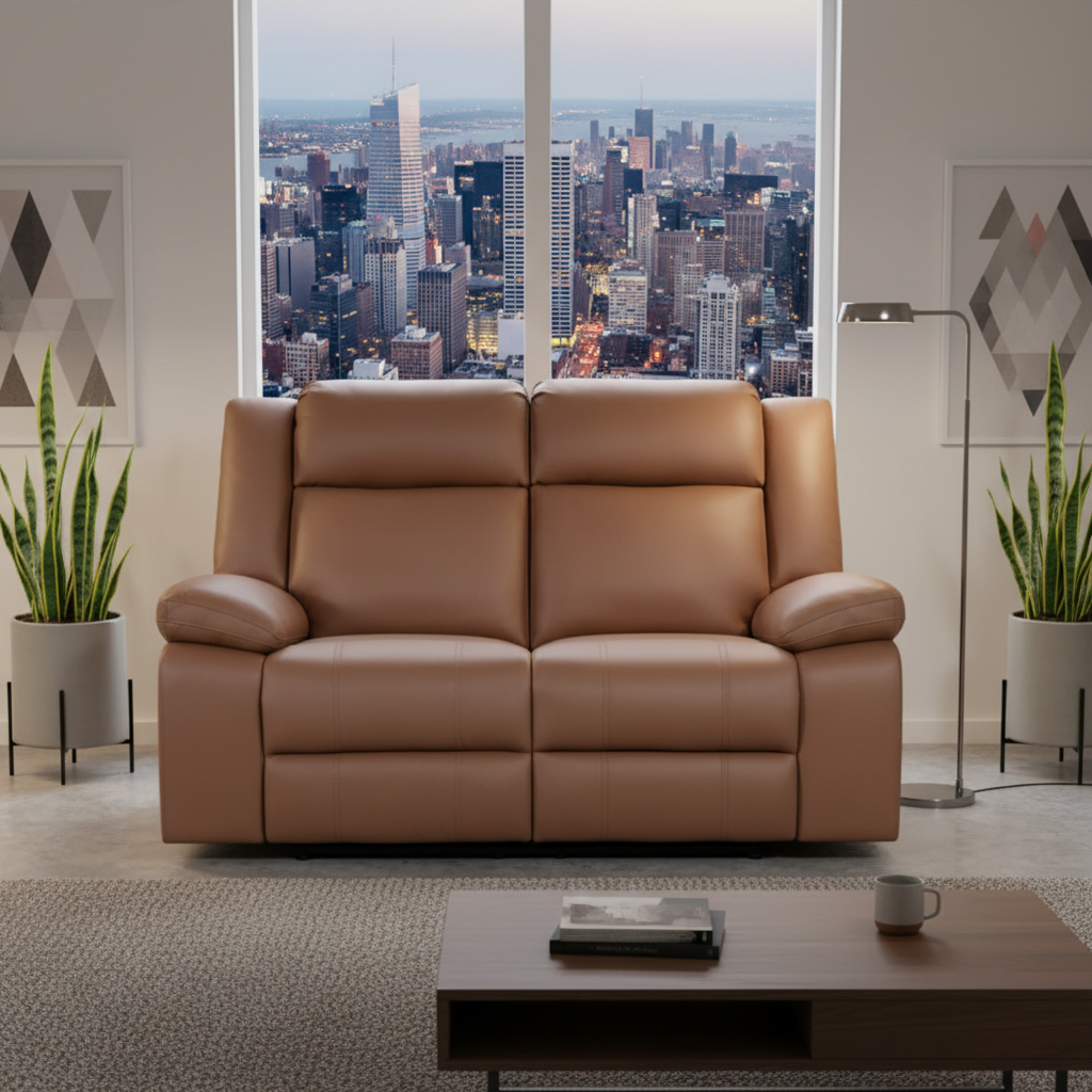 Rozelle 2 Seater Recliner Sofa - Tan