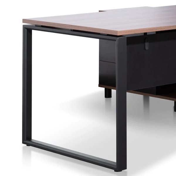 Halo 1.8m Executive Desk Left Return with Black Legs - Walnut