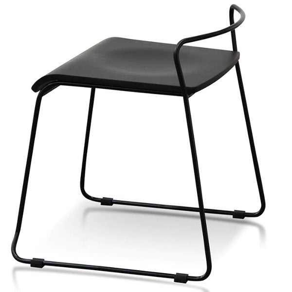 Arturo 45cm Wooden Seat Low Stool - Black