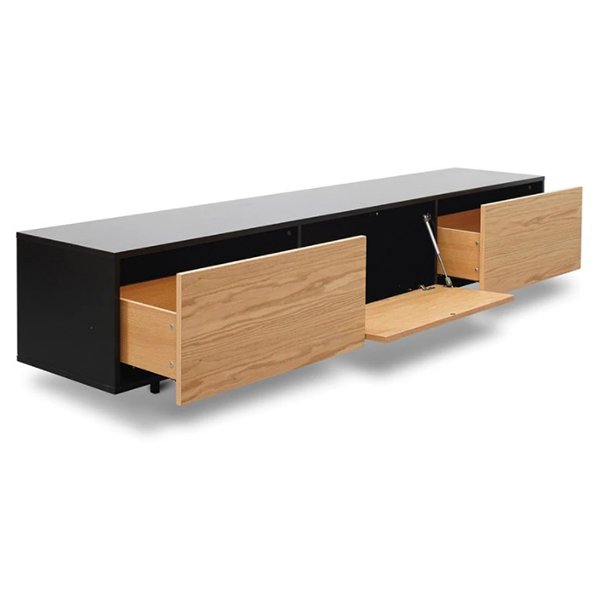 Letty 2.3m Wooden Entertainment Unit - Black with Natural Drawers