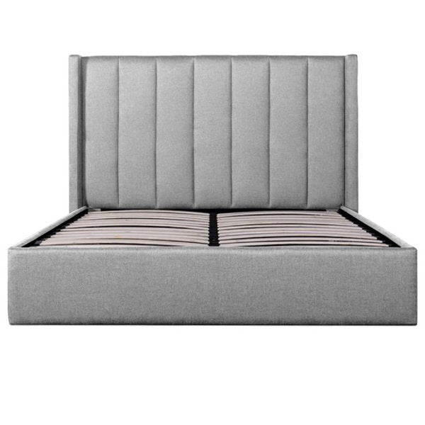 Betsy Fabric Queen Sized Bed Frame - Pearl Grey with Storage