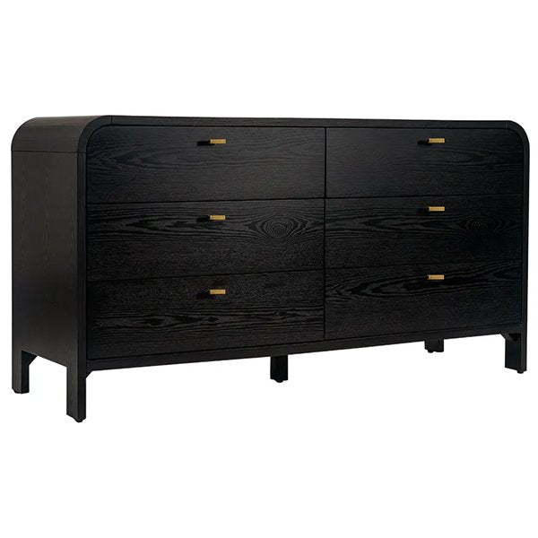 Chisholm Oak 6 Drawer Chest - Black