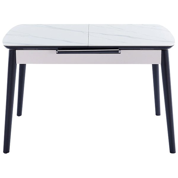 Mateo Ceramic Top Pop Up Extension 120-160cm Dining Table - White / Black