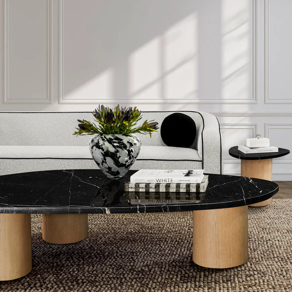 Sarno Large Marble Coffee Table - Black