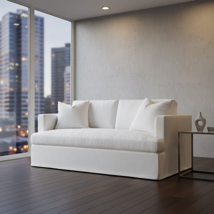 Birkshire 2 Seater Slip Cover Sofa - White Linen