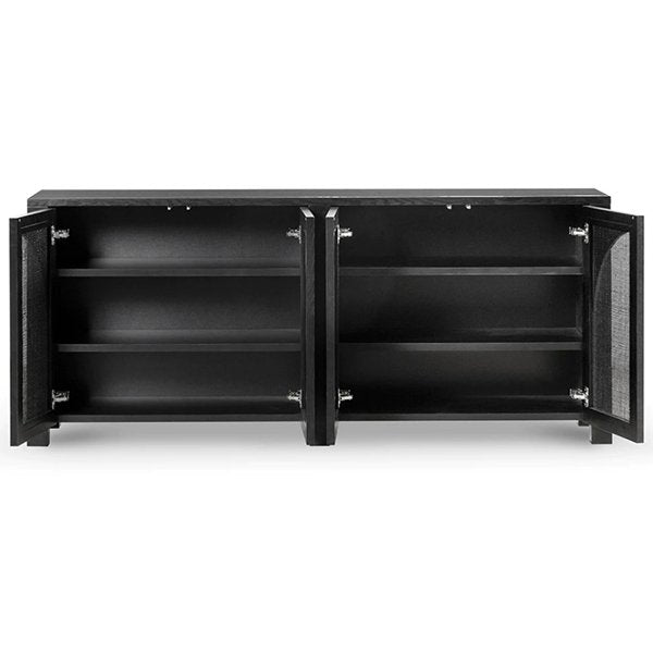 Lucius 1.95m Black Oak Sideboard Unit - Rattan