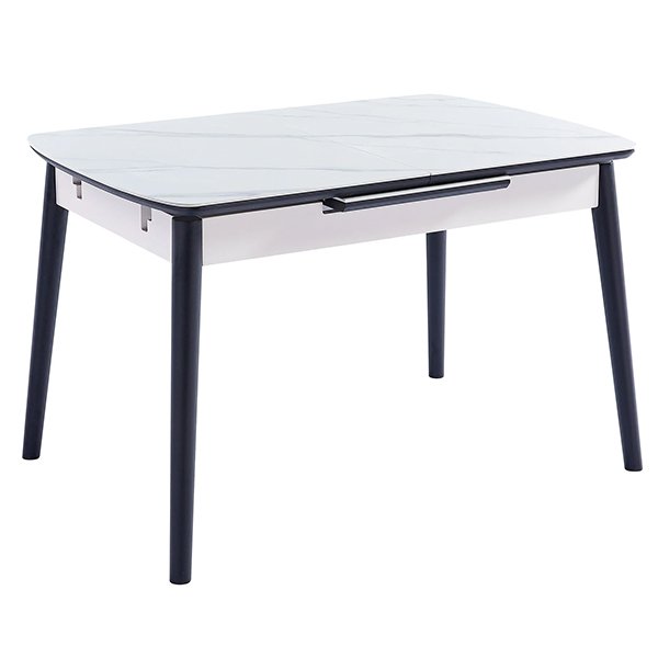 Mateo Ceramic Top Pop Up Extension 120-160cm Dining Table - White / Black