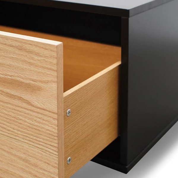 Letty 2.3m Wooden Entertainment Unit - Black with Natural Drawers