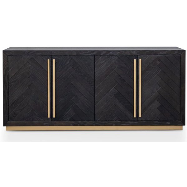 Wilma Wide 180cm Wooden Sideboard - Peppercorn and Brass