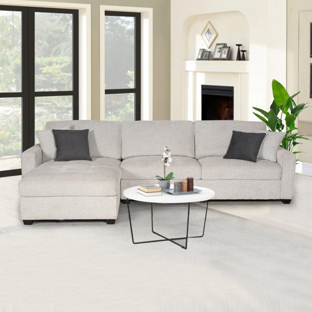 Sami 3 Seater Upholstered Sofa with Left Chaise