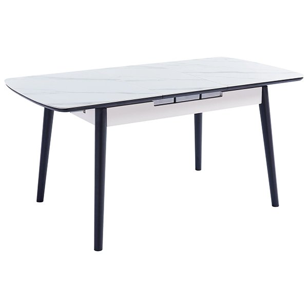 Mateo Ceramic Top Pop Up Extension 120-160cm Dining Table - White / Black