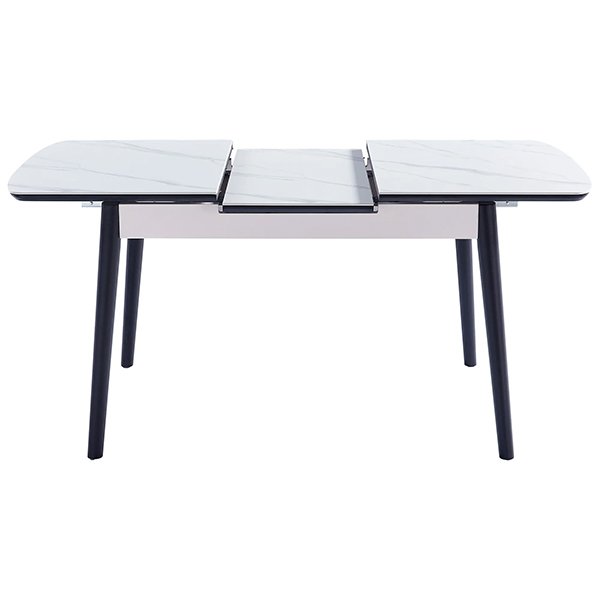 Mateo Ceramic Top Pop Up Extension 120-160cm Dining Table - White / Black