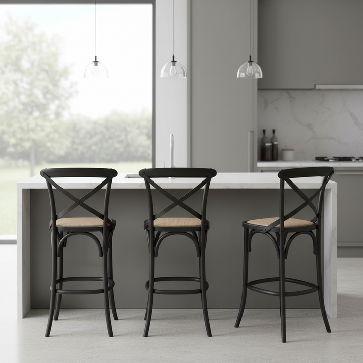 66cm Bella Cross Back Barstool - Black