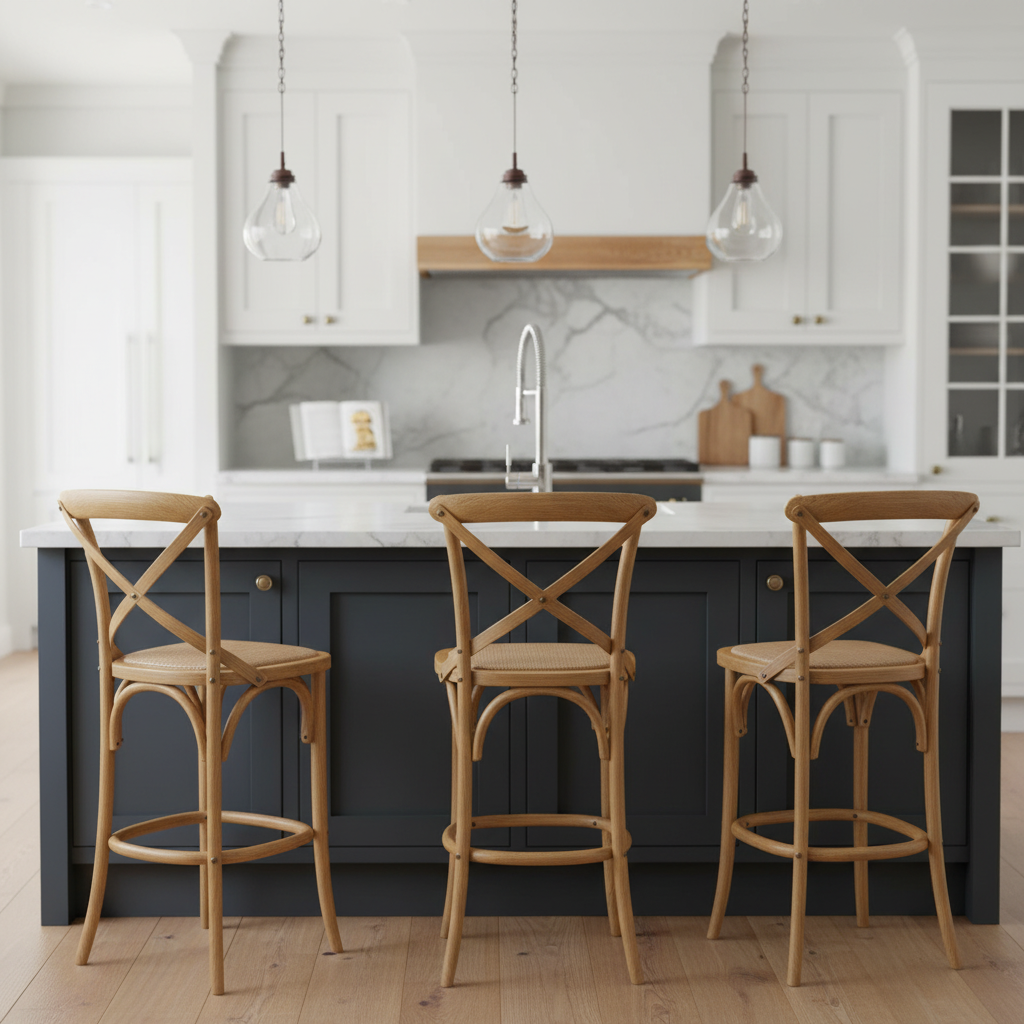 66cm Bella Cross Back Barstool - Oak