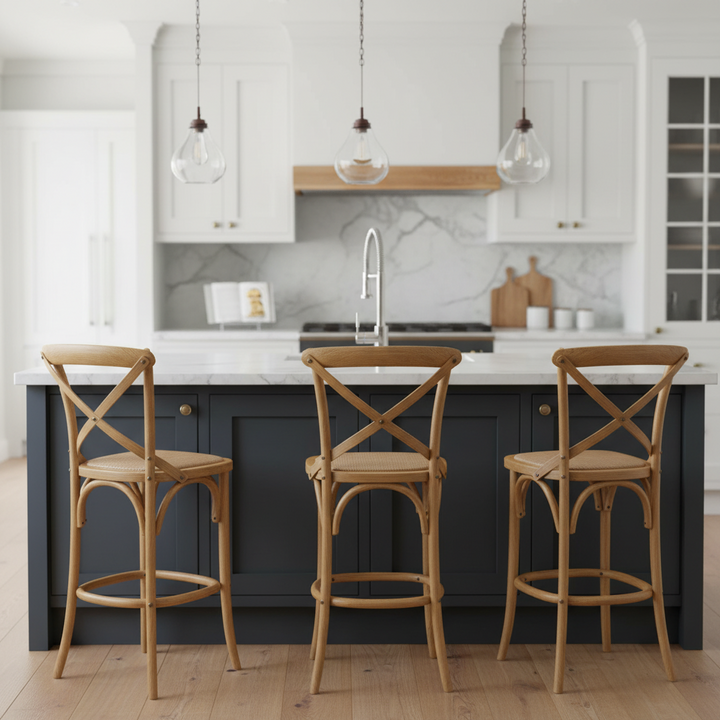 66cm Bella Cross Back Barstool - Oak