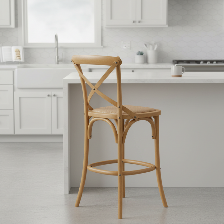 66cm Bella Cross Back Barstool - Oak