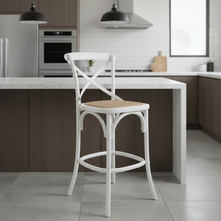 66cm Bella Cross Back Barstool - White