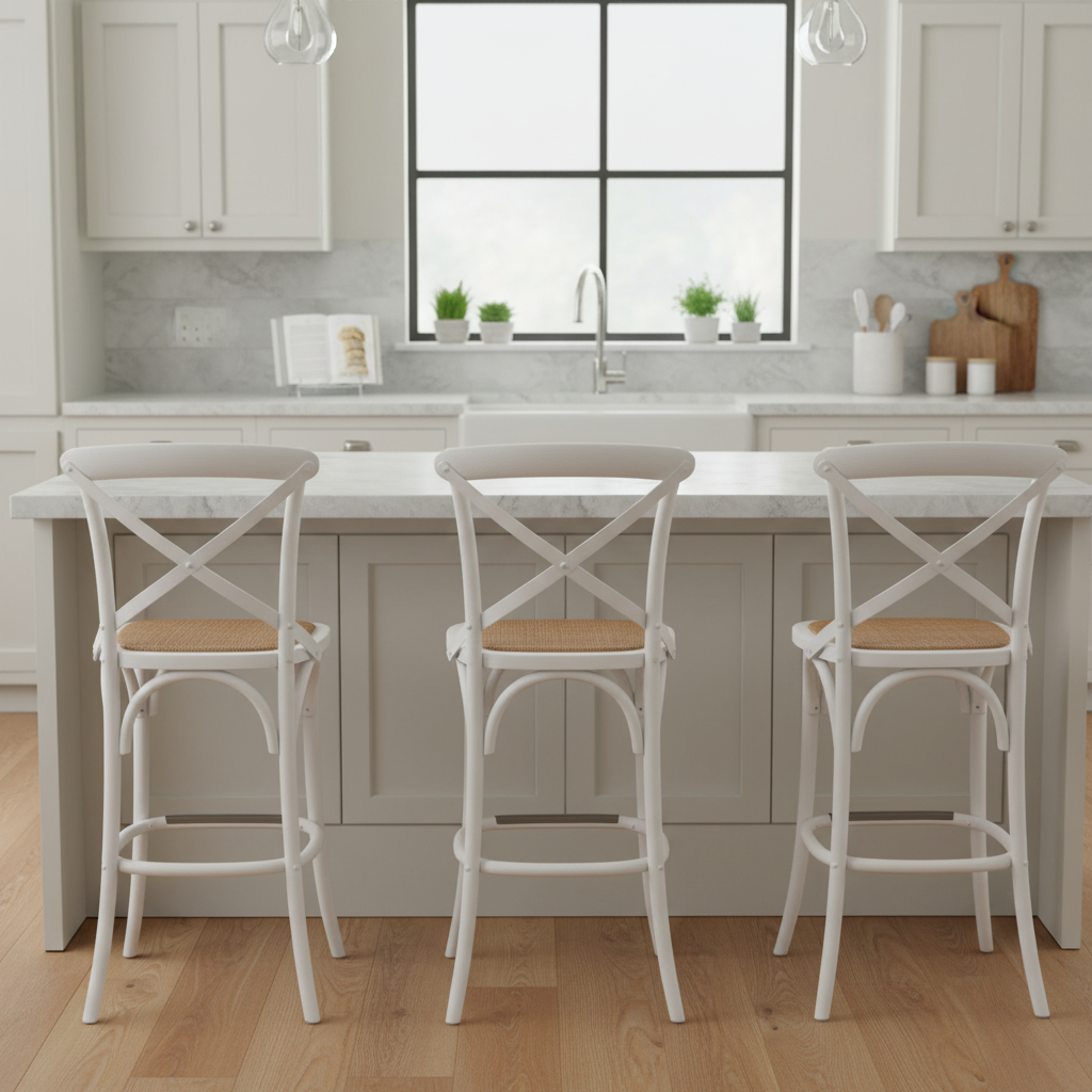 66cm Bella Cross Back Barstool - White