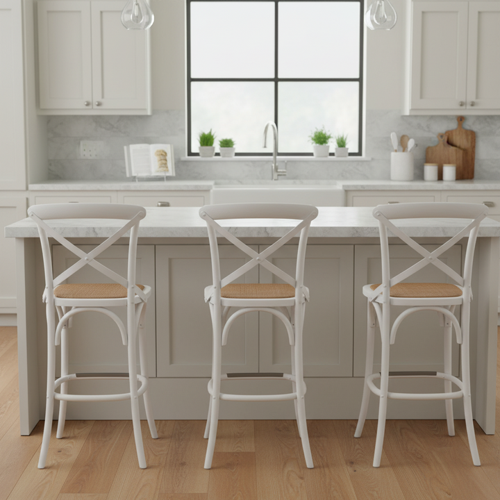 66cm Bella Cross Back Barstool - White