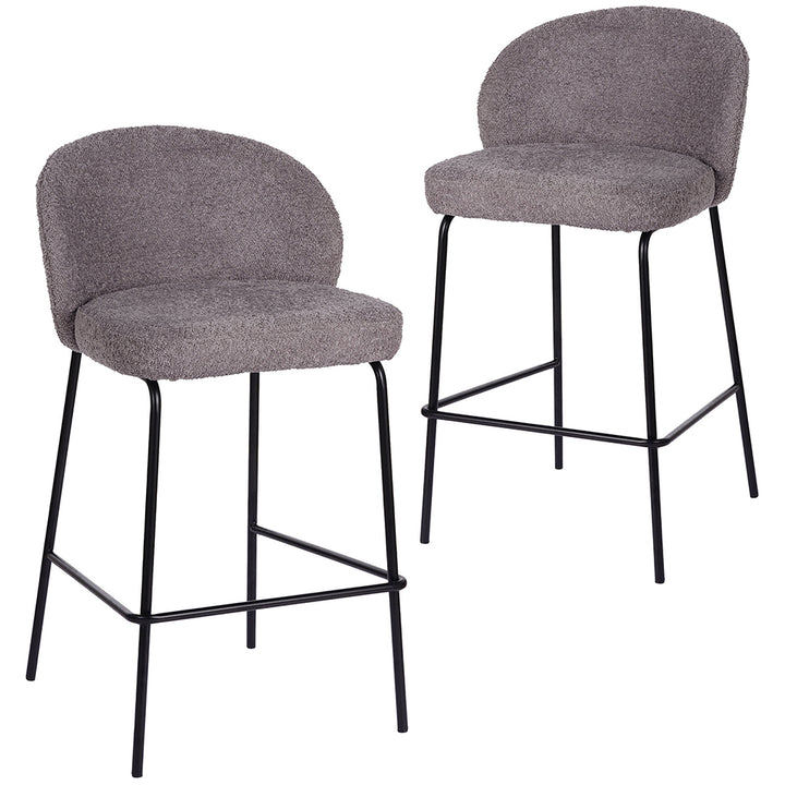 66cm Caius Boucle Barstools (Set of 2) - Pewter