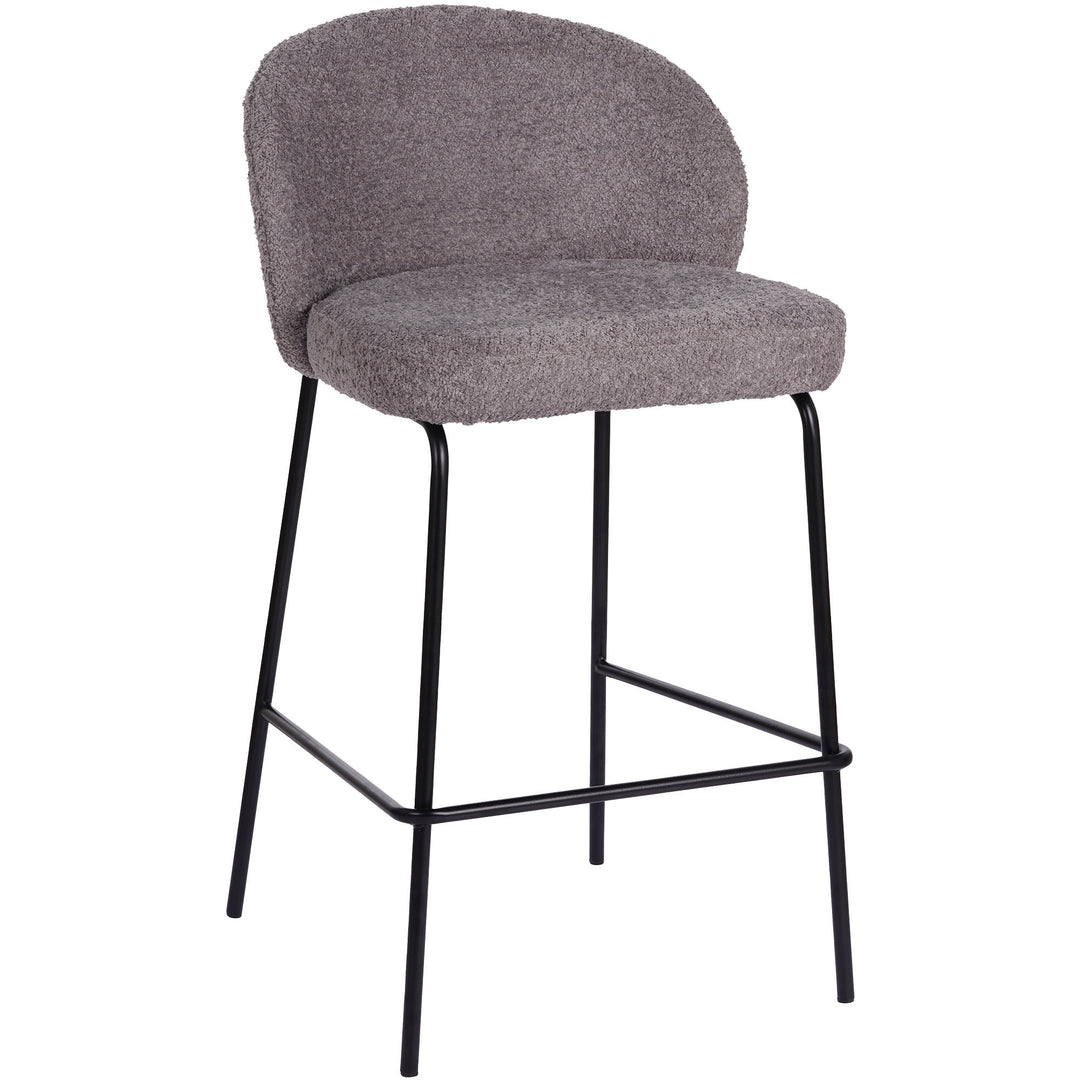 66cm Caius Boucle Barstools (Set of 2) - Pewter