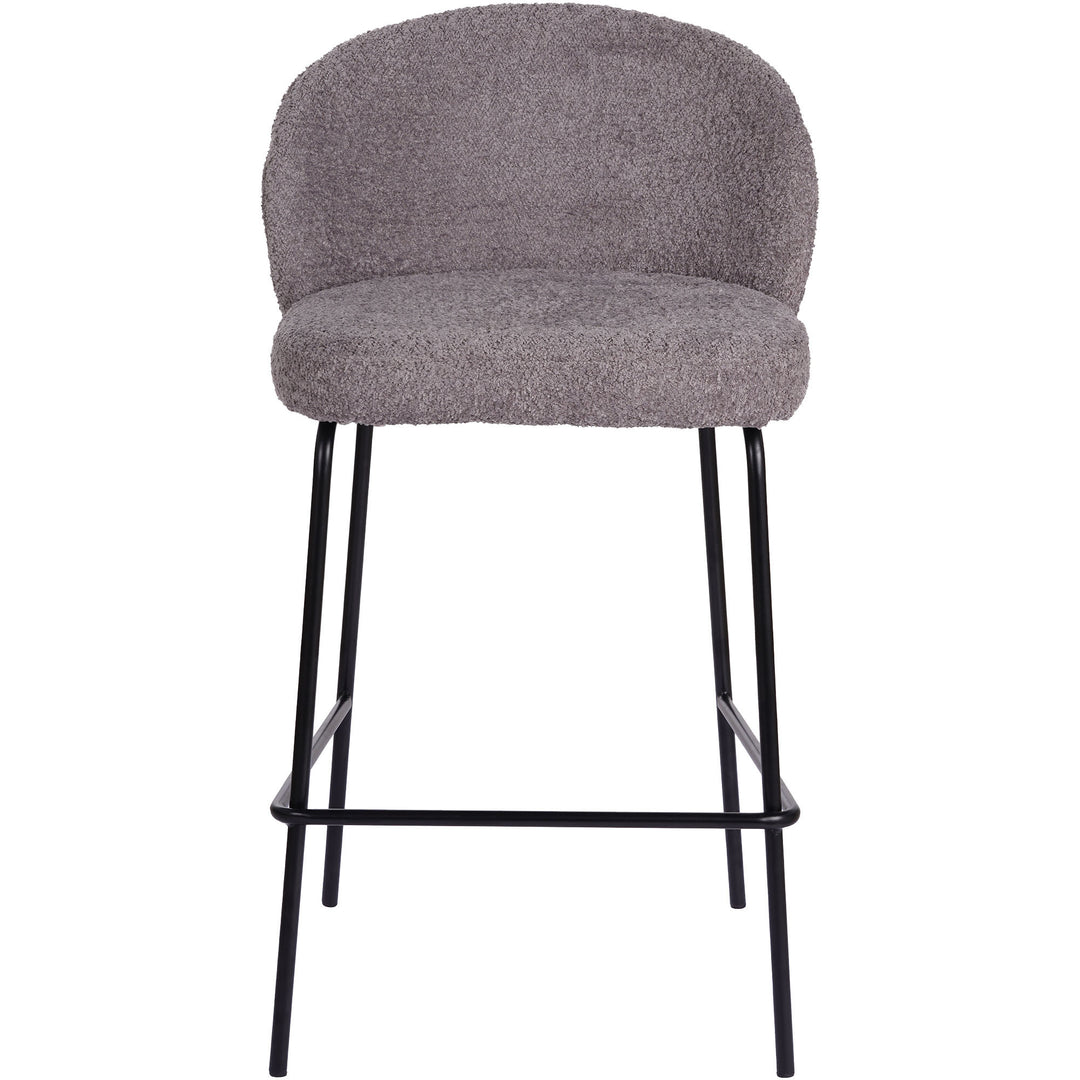 66cm Caius Boucle Barstools (Set of 2) - Pewter