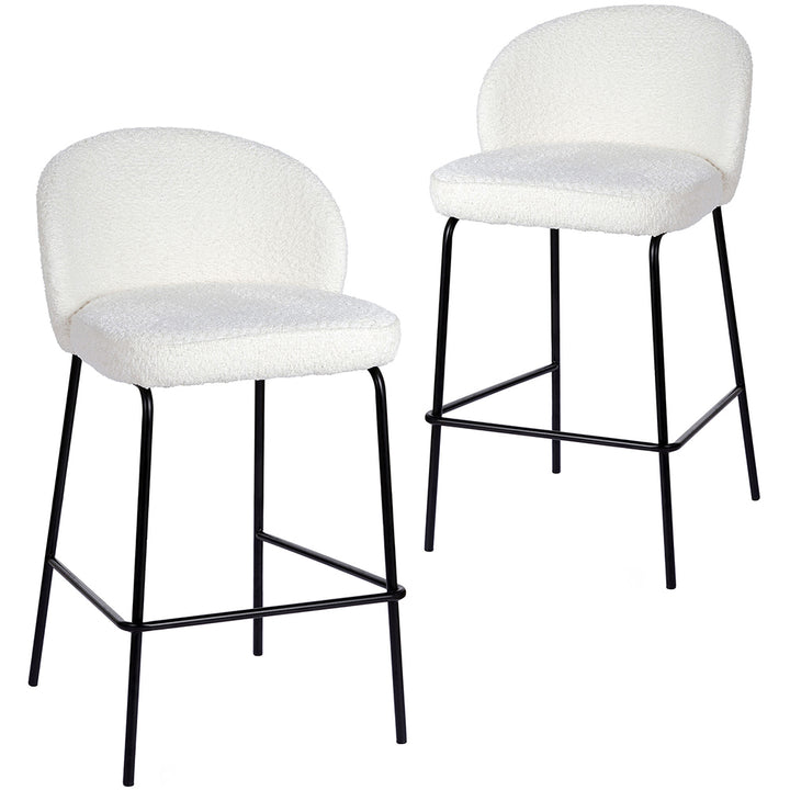 66cm Caius Boucle Barstools (Set of 2) - Ivory