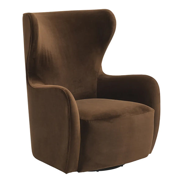 Aaron Swivel Arm Chair - Dark Chocolate Velvet