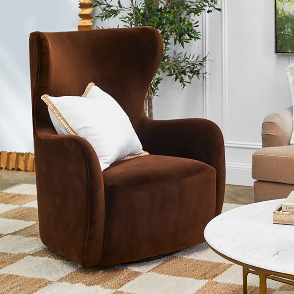 Aaron Swivel Arm Chair - Dark Chocolate Velvet