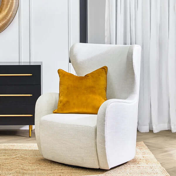 Aaron Swivel Arm Chair - Natural Linen