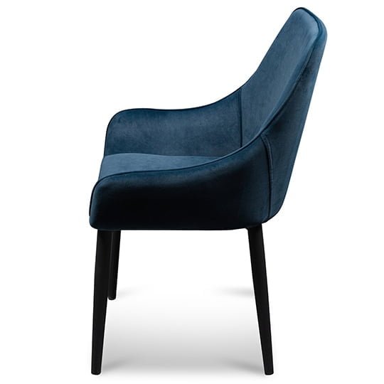 Set of 2 - Acosta Dining Chair - Navy Blue Velvet in Black Legs