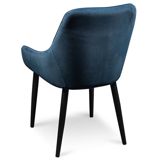 Set of 2 - Acosta Dining Chair - Navy Blue Velvet in Black Legs