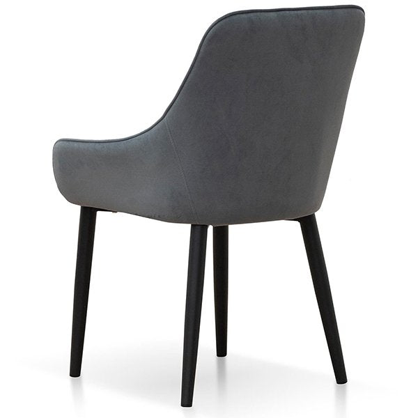 Acosta Fabric Dining Chair - Grey Velvet in Black Legs