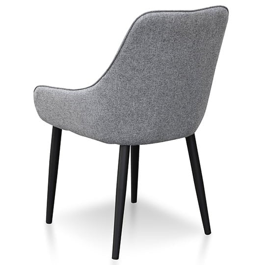 Set of 2 - Acosta Fabric Dining Chair - Pebble Grey in Black Legs