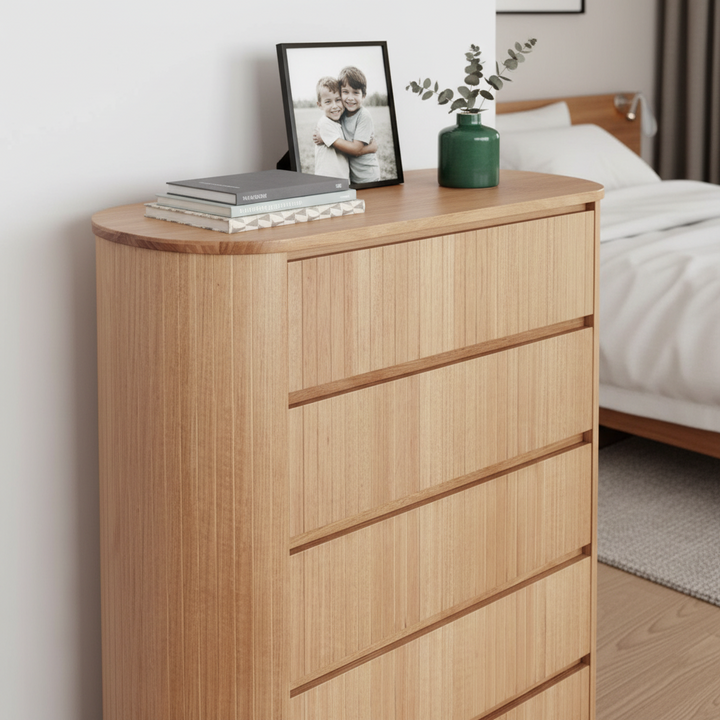 Adsila 5 Drawer Tallboy - NZ Natural Ash