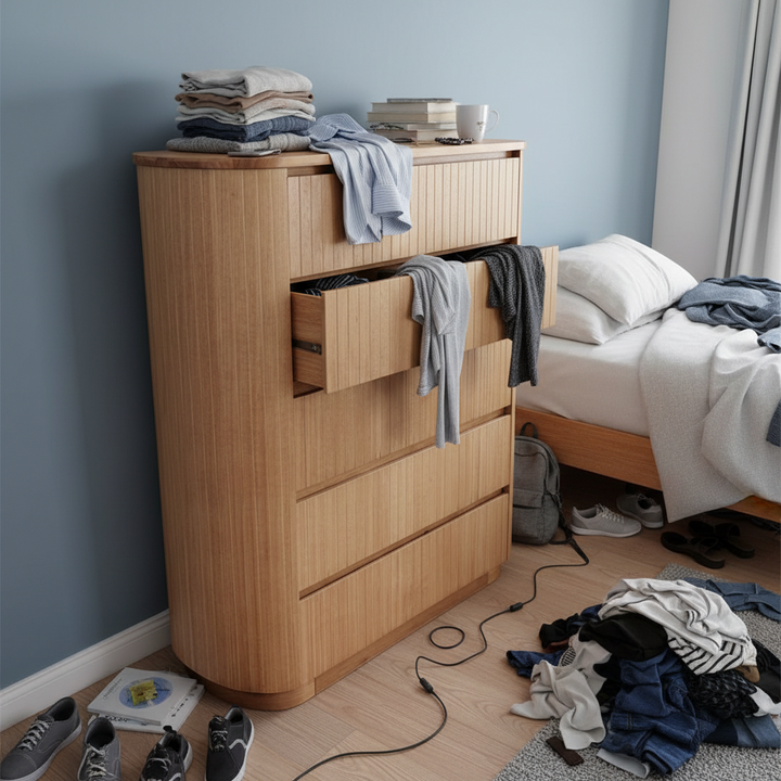 Adsila 5 Drawer Tallboy - NZ Natural Ash