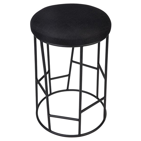 Aiden Black Steel Kitchen Stool - Black Linen