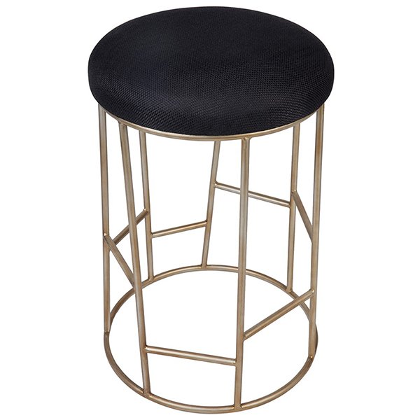 Aiden Gold Steel Kitchen Stool - Black Linen