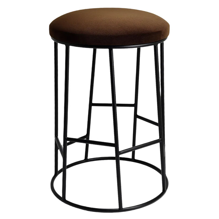 Aiden Black Steel Kitchen Stool - Dark Chocolate Velvet
