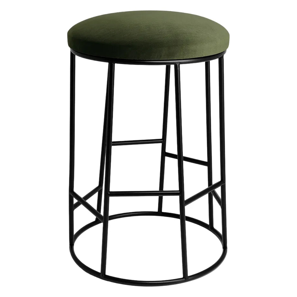 Aiden Black Steel Kitchen Stool - Moss Velvet