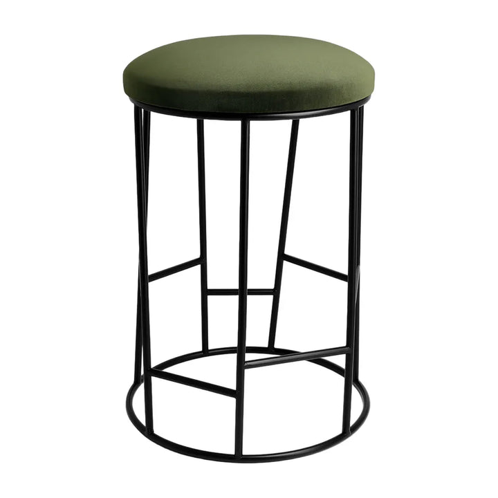 Aiden Black Steel Kitchen Stool - Moss Velvet