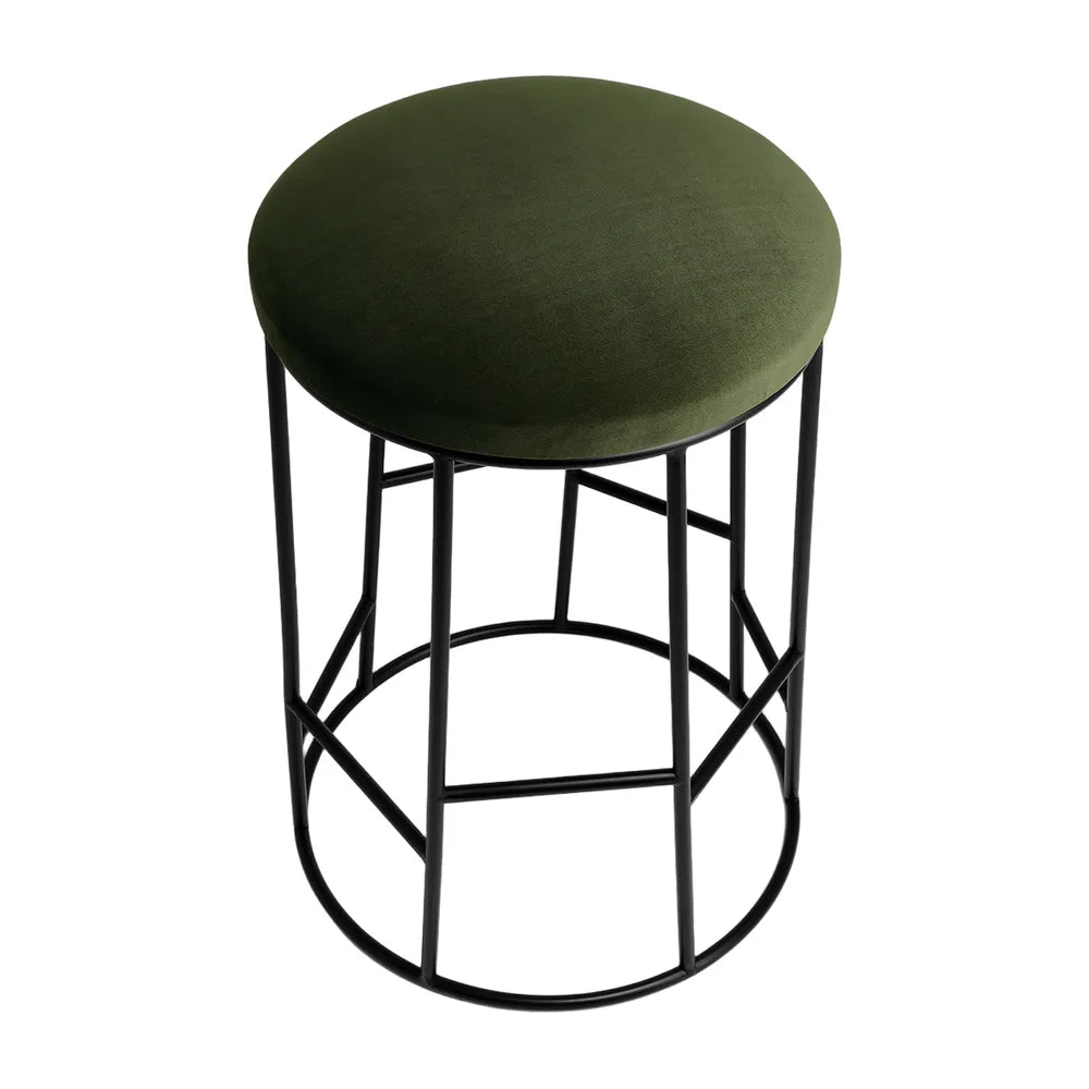 Aiden Black Steel Kitchen Stool - Moss Velvet