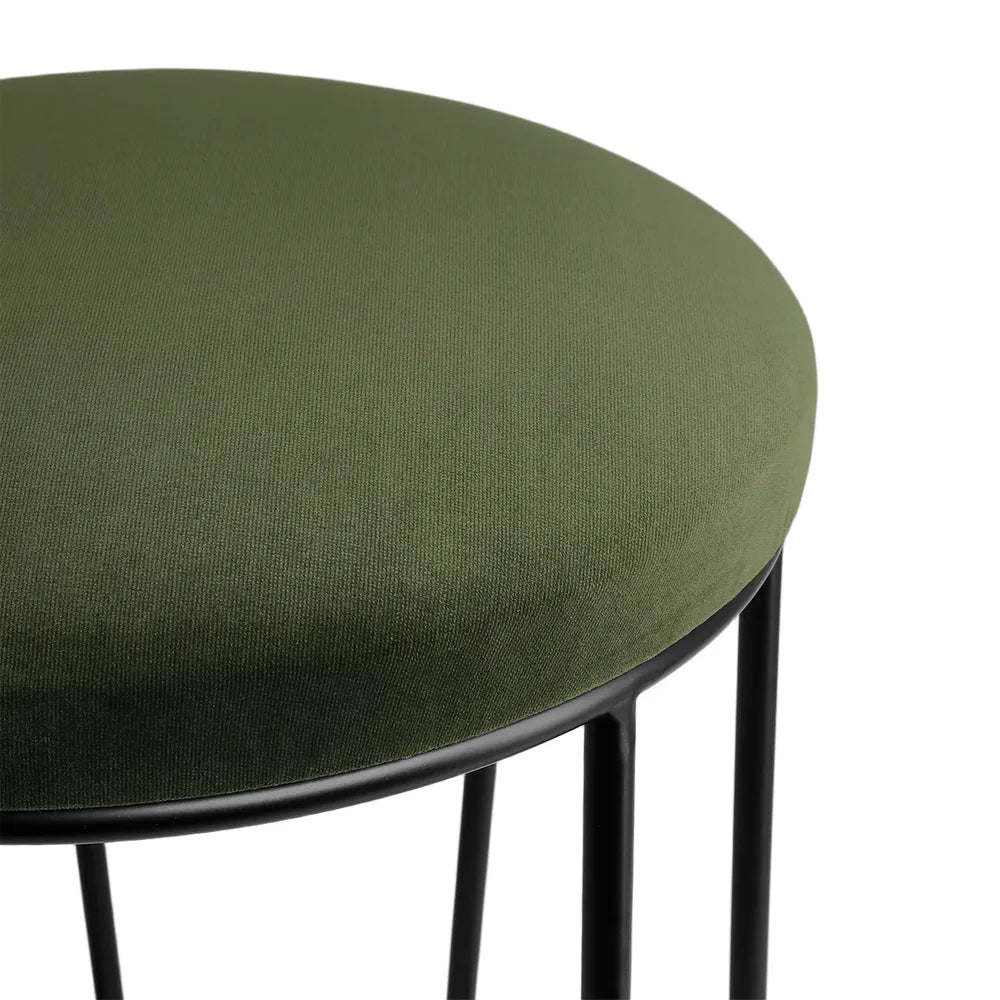 Aiden Black Steel Kitchen Stool - Moss Velvet