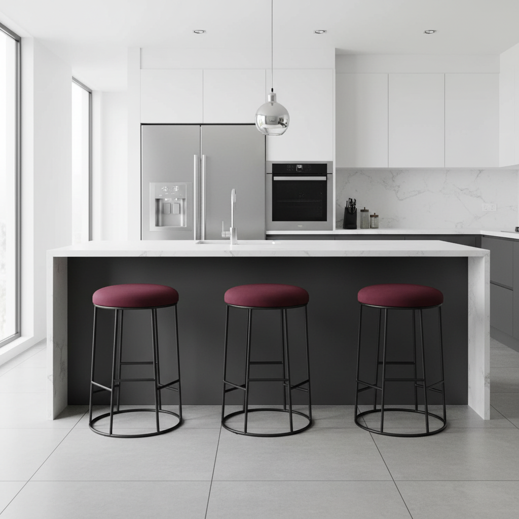 Aiden Black Steel Kitchen Stool - Mulberry Velvet