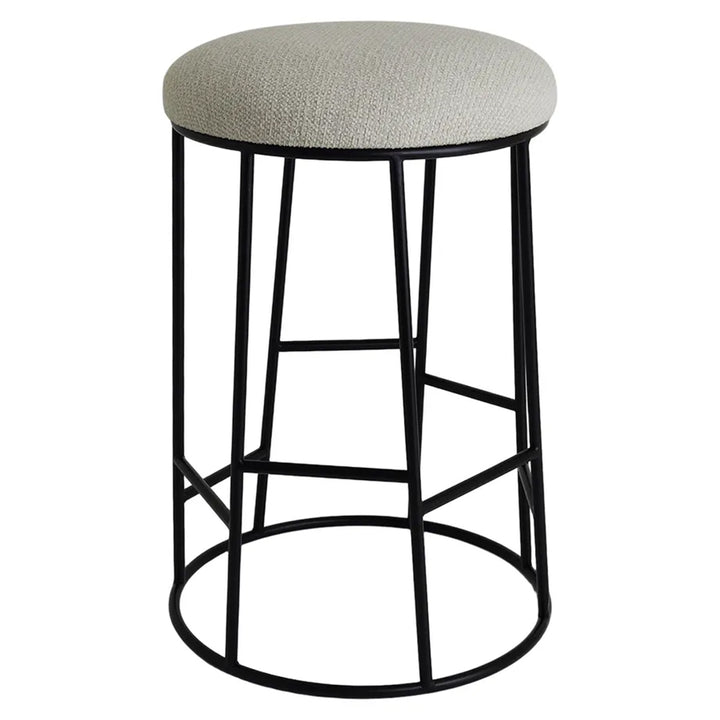 Aiden Black Steel Kitchen Stool - Speckle Ecru