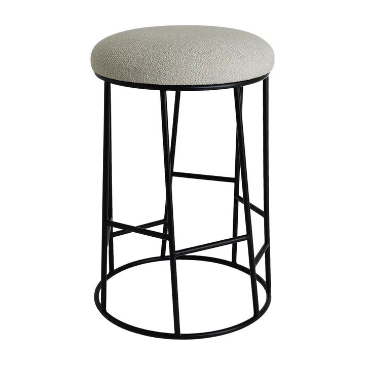Aiden Black Steel Kitchen Stool - Speckle Ecru